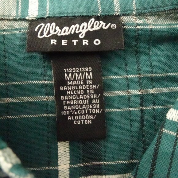 Wrangler Western Shirt Women's Size M Green Plaid Long Sleeve Cowgirl Retro - Picture 7 of 11